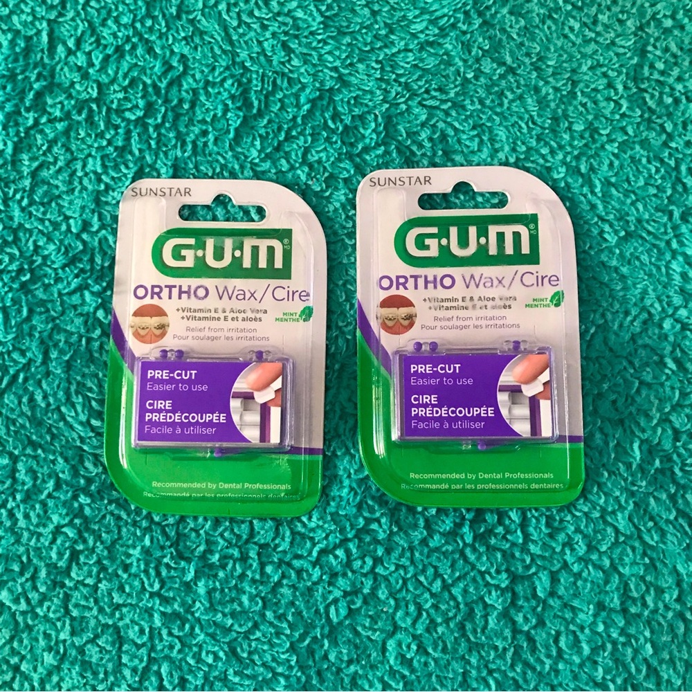 2X GUM Ortho Wax Pre-Cut Pieces, Mint Flavor Vitamin E + Aloe Vera NIP